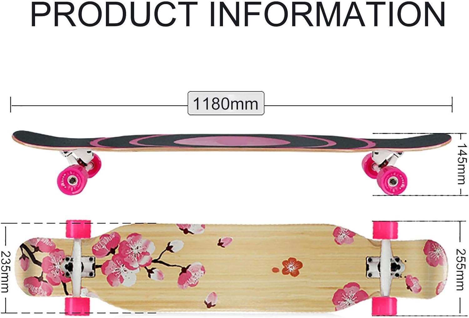 スポーツロングボードスケートボード、46.5インチ7層AAAレベルメープル